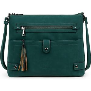 FADEON Large Crossbody Purses for Women Crossbody Bag, Designer Leather Cross Body Purses Multi Pocket Shoulder Bag