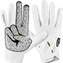 Grip Boost Football Gloves - Peace Stealth 6.0 Boost Plus Sticky Technology - Adult and Youth Football Gloves for Wide Receiver - Men's and Boys Sizes (Large, White/Black)