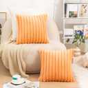 2 x Uhomy Set of 2 Faux Fur Halloween Throw Pillow Cover Luxury Super Soft Fuzzy Striped Furry Pillowcase for Sofa Couch Bedroom Comfy Thick Fluffy Plush Cushion Cover 20x20 Inch Orange 50 cm
