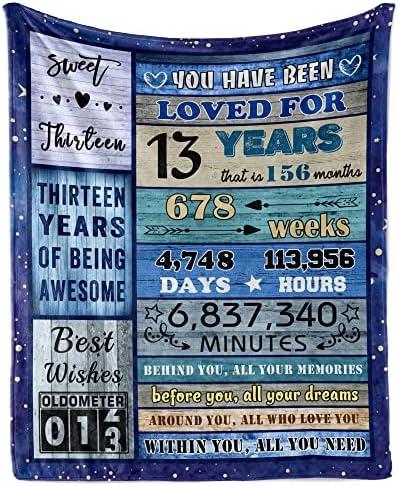 Julazy 13th Birthday Blanket 60"X50" for Girls Boys - Gift Ideas for 13-Year-Old, Best Presents, Coolest Decorations