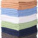 Towel and Linen Mart 100% Cotton - 24 Pack Wash Cloth Set - Flannel Face Cloths, Highly Absorbent and Soft Feel Fingertip Towels (Multi, Pack of 24), 12"L x 12"W