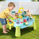 OKPOW Sturdy Water Table for Toddlers 1-2: No Tipping on Uneven Backyard | 4 Wide Legs & 3-Gal Sink Reduce Wobble by 80%