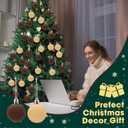 96 Pcs Velvet Christmas Balls Bulk, Mini 1.18 Inch Flocked Christmas Tree Ball Ornaments, Xmas Tree Bulb Ornaments Hanging Decoration(Brown, Beige)