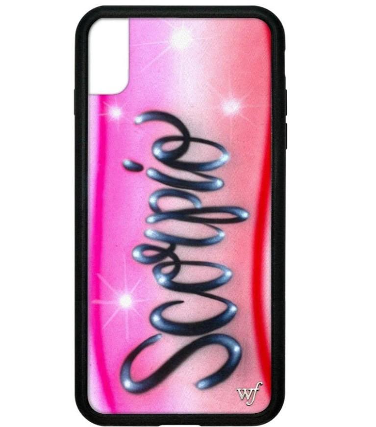 Wildflower Cases  Zodiac Airbrush Scorpio Case, Compatible with Apple iPhone X/Xs | Pink, Red, Zodiac, Trendy  Protective Black Bumper, 4ft Drop Test Certified, Women Owned Small Business