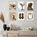 Trendy Leopard Print Wall Art Vintage Magazine Fashion Woman Picture Wall Decor Funky Cheetah and Espresso Martini Y2K Aesthetic Poster Coquette Preppy Print Artwork for Girly Apartment,
