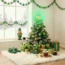 Tuanse Lighted St. Patrick's Day Tree Topper Decorations 11 Inch LED Irish Neon Sign Decorations Green Decor with Battery Operated or USB Powered for Party St. Patrick's Day Holiday(Top Hat)