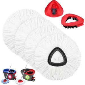 Mop Replacement Heads 4 Pcs & 1Scrub Brush & 1 Base Combo for Ocedar Easywring 1-Tank System,Microfiber Spin Mop Replacement Head,Machine Washable for Bathroom,Kitchen,Tub and Tile