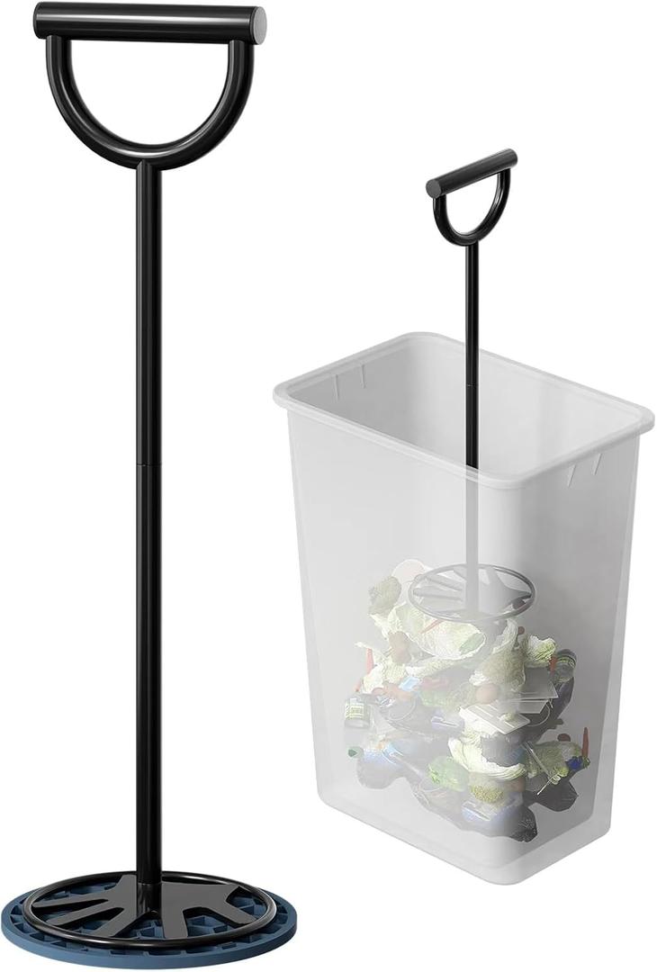 Trash Compactor for Kitchen and Small Outdoor Bins: All Metal Manual Garbage Tamper, Handy Waste Press Tool, Reduces Trash Volume, Saves Bags/ Can Space, Less Disposal Trips/ Easy to Use Clean & Store