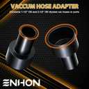 Enhon 2 Pack Hose Adapter 2-1/2 OD To 1-1/2 OD Reducer, Universal Dry Wet Vacuum Cleaner Hose Reducer for Dust Collection, Black