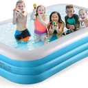 Inflatable Pool for Kids and Adults-130"*72"*22" Full-Sized Inflatable Swimming Pool Leakproof Blow Up Above Ground for Backyard Outdoor Garden Summer Water Party Blue