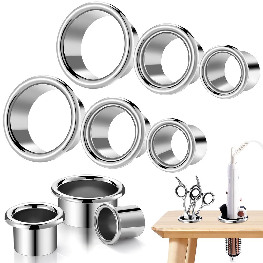 MorningRo 6 Pcs Stainless Steel Hair Tool Organizer 3.0 2.0 1.5, Blow Dryer, Curling Iron & Hot Holders Tool for Salon, Bathroom & Vanity Storage