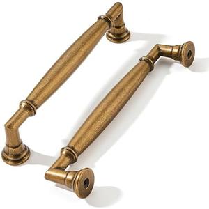 khtumeware 2 Pack 5 Inch(128mm) Antique Brass Cabinet Pulls Heavy Duty Solid Vintage Brass Cabinet Handles Kitchen Antique Bronze Cabinet Hardware for Cupboard Drawer Handles