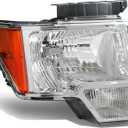 Auto Dynasty Headlight Assembly Compatible with 2009-2014 Ford F-150, Factory Style Headlamp Replacement, Passenger Right Side, Chrome Housing Amber Corner, FO2503287