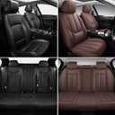MINGBRON Car Seat Covers Full Set, Car Seat Cover Lumbar Support, Car Seat Protector Waterproof, Nappa Leather Car Seat Cushion, Front Seats and Back Fit for Most Cars Brown