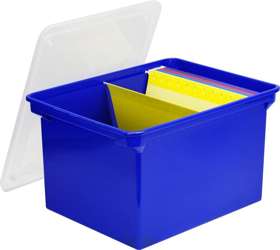Storex Portable File Tote, 18.5 x 14.25 x 10.88 Inches, Letter/Legal, Blue (61554A01C)