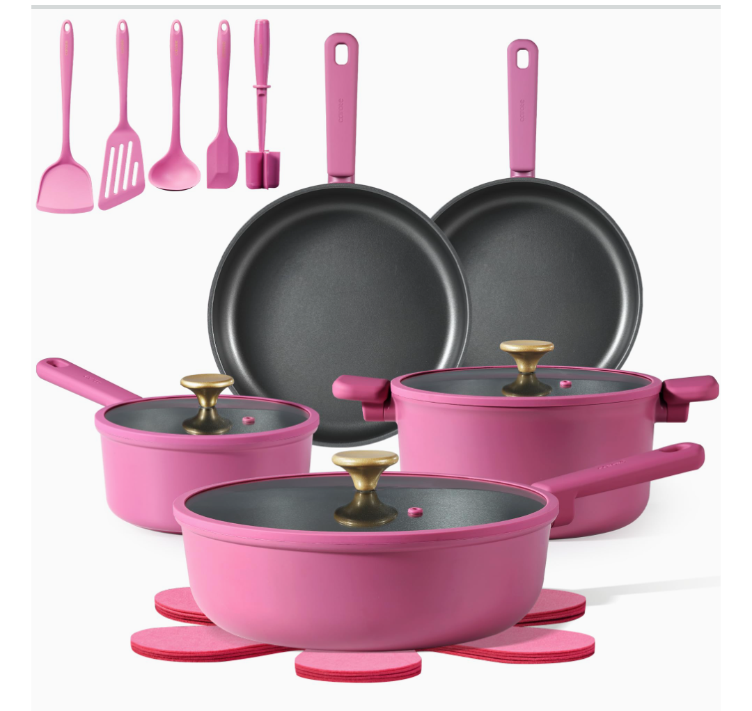 CAROTE Non Stick Pots and Pans Set, Cookware Sets Nonstick, Kitchen Cooking Set with Stay-Cool Handles,with Silicone Tools and Pot Protectors,16 Piece