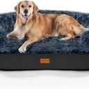 iweepet Black Orthopedic Dog Beds for Extra Large Dogs, 44" x32.6" x7.6" Supportive Dog Sofa Bed with 28D Egg-Crate Foam, Removable Washable Cover, Waterproof Lining, for Puppy,Senior,Sick