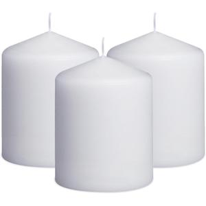 3x4 Inch White Pillar Candles, 3 Packs Unscented Dripless Smokeless Cylinder Candles for Christmas, Wedding, Party, Home and Dinner Table, 45 Hours Burn