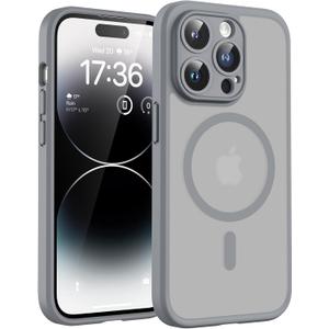 TOCOL Magnetic for iPhone 14 Pro Case, Upgraded Full Camera Protection, Compatible with Magsafe, Drop Protection, Translucent Matte Back Phone Cover 6.1 inch (Gray)