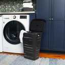 Mind Reader Slim Tapered Laundry Hampers with Lid, Clothes Basket with Swiss Cross Cut-Outs, Lightweight & Ventilated, Plastic, Set of 2, Black, 16.75" x 12.75" x 23"