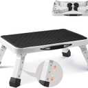 VEVOR 1-Step 330lbs Capacity Folding Steel Step Ladder, Adjustable Height, Non-Slip Sturdy Step Stool for Adults, Toddlers, Offices, RVs, Bathrooms, Bedrooms