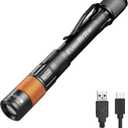 EverBrite Rechargeable Pen Light, 300 Lumens EDC Flashlight, Zoomable LED Pocket Flashlight with Clip, Memory Function and USB C Cable Included, for Camping, Emergency, Charcoal Black