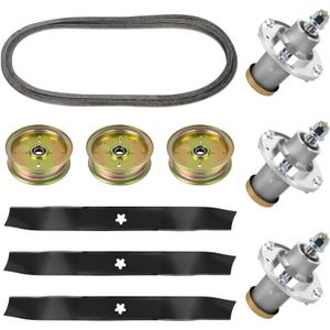 Lawn Mower 61 inch Deck Rebuild Kit Compatible with Hu sqvarna MZ6128 FD61M - Includes 3 Spindles 539112170, 3 Blades 134149, 3 Pulley 539132728 and 1 Belt 522795901