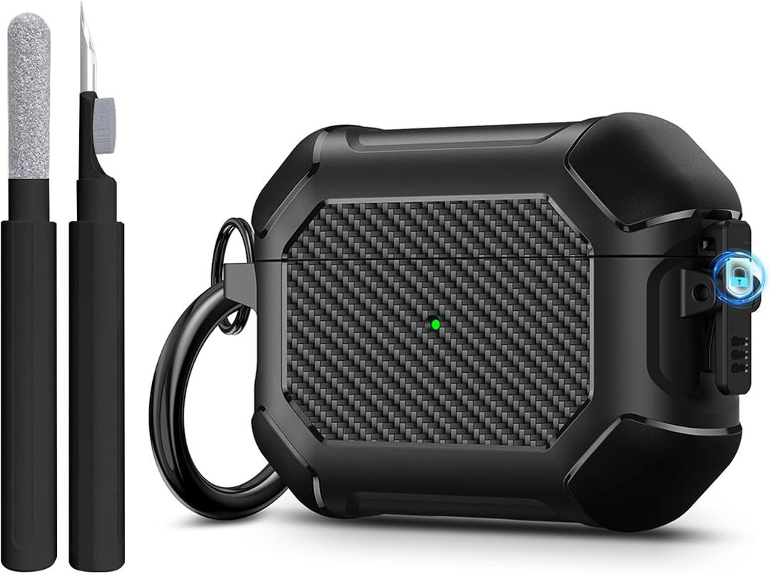 Maxjoy for AirPods Pro 3 Case (2025), Hard Shell Protective Cover Compatible with Airpods Pro 3rd Generation Cover Case with Keychain Cleaner Kit for Men Women, Black
