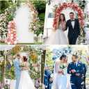 7.2FT Metal Arch Backdrop Stand and Cover Set, Gold Wedding Backdrop Arch Stand with Cover, Balloon Arch Stand with White Arch Cover for Birthday Party Baby Shower Graduation Ceremony Decorations
