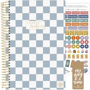 bloom daily planners 2026 Planner (January - December) Calendar Year Organizer - 5.5 x 8.25 - Weekly & Monthly Agenda Book with Stickers & Bookmark - Checkered