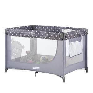 Pamo Babe Portable Crib Baby Playpen with Mattress and Carry Bag Grey