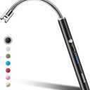 RONXS Electric Lighter Windproof Flameless Candle Lighter with Safety Lock, Type-C Rechargeable Long Lighters for Grill BBQ Camping (Black)