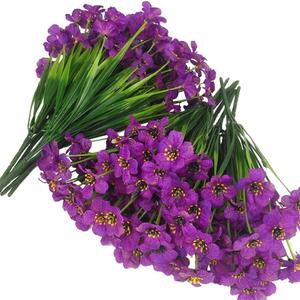 14 Bundles Artificial Flowers Outdoor Plastic Fake Plants Indoor Faux Flowers Garden Patio Porch Window Box Decorating, No Include vase (Purple)