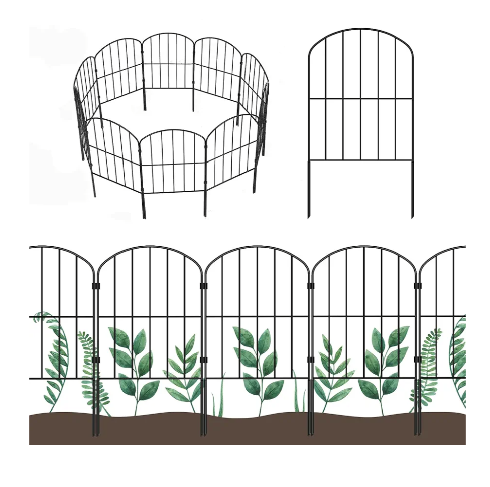 OUSHENG Decorative Garden Fence Fencing 10 Panels, Rustproof Metal Wire Border Animal Barrier for Dog, Flower Edging for Yard Landscape Patio Outdoor Decor, Arched