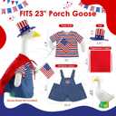 4th of July Porch Goose Outfits, Patriotic Goose Clothes for 23" Goose Statue, Independence Memorial Day Goose Costume with Funny Patriotic Cape for Front Yard, Lawn, Outdoor Patio 250th Anniversary