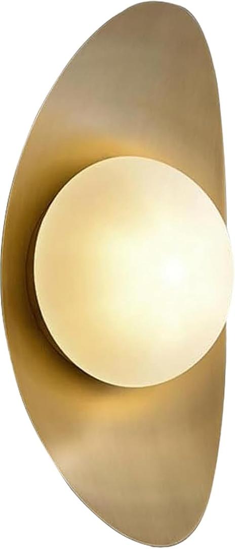 Mid Century Modern Wall Sconce, Gold Sconces Wall Lighting Fixtures Brushed Finish Crescent Shape Decor Wall Lamp Wall Mount Light for Hallway Bedroom Living Room Bathroom (1-Pack)