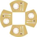 SHACOS Round Table Placemats Wedge Placemat Set of 4 Non Slip Heat Resistant Woven Vinyl Metallic Golden Table Mats Wipe Clean Indoor Outdoor (4, Gold)
