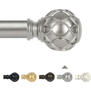 Silver Adjustable Curtain Rods for Windows:18-45 Inch Farmhouse Heavy Duty Curtain Rod for Bedroom Living Room,Boho Decorative Rustic Drapery Rods with Vintage Coastal Finial,Antique Silver