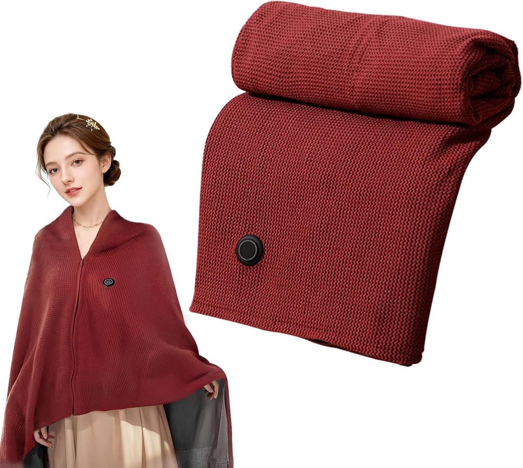 Portable Heated Shawl,2026 New Portable Heated Blanket Wrap Shawl,Heated Shawl,Cordless Heated Blanket with 3 Heating Levels for Home Travel Camping