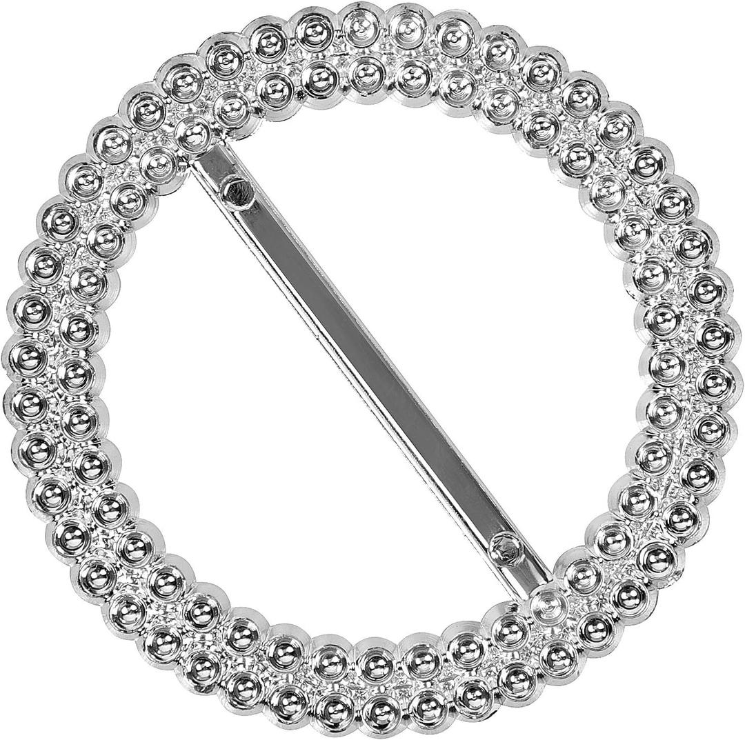 KEILEOHO 100 PCS Chair Sash Buckles, 2.5" Round Silver Tone Rhinestone Ribbon Buckle, Elegant Premium Sash Buckles, Chair Sash Ribbon Slider, Round Chair Decoration for Wedding Banquets Party Home Use