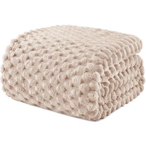 Exclusivo Mezcla Fleece King Blanket for Bed, Extra Large Fuzzy Camel Bed Blankets, Soft Cozy Plush Sofa Throws for All Seasons, 90x104 Inches
