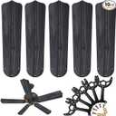 Yaocom 10 Pack 20.47" Ceiling Fan Replacement Blades and Blade Arms Kit for 52 inch Ceiling Fan, 5 Blades and 5 Blade Arms with Mounting Hardware for Bedroom Living Room(Pointed Toe,Black Oak)