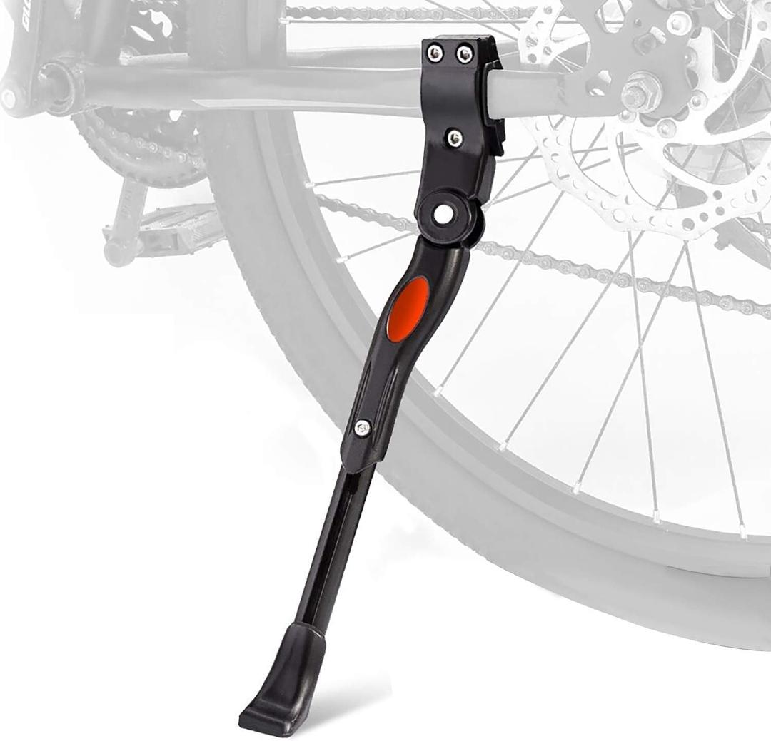 Bike Kickstand,Bicycle Adjustable Alloy Road Mountain Bike Kickstand,Fit 20" 24" 26" (Black-1)