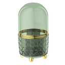 Haiansan Makeup Brush Holder with Dustproof Lid, 360° Rotating Makeup Organizer, Spinning Cosmetic Organizer Pen Holder for Vanity Bathroom (Dark Green)