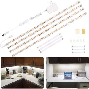 WOBANE LED Under Cabinet Lighting Kit,Flexible LED Ribbon Lights Bar,Under Counter Lights for Kitchen,Cupboard,Desk,Showcase,Shelf,6.6 Feet Rope Light Set,120 LED,1200lm,6000K White,4 Panel