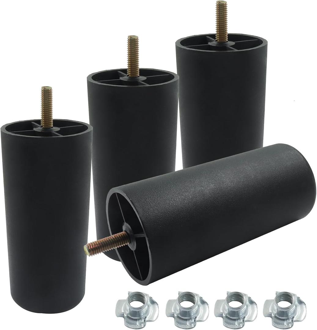 8Pcs 5 Inch Plastic Furniture Legs, Tapered Sofa Legs Round Couch Feet with M8 Hanger Bolts for Sofas/Coffee Tables/Dressers/Beds