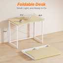 Huuger Folding Desk for Small Spaces, 31.5 Inch Foldable Computer Table, for Home Office, Study, Bedroom, Dorm, Space Saving, Small Writing Work Office Computer Desk, Easy to Fold, Oak, 18.9"d X 31.5"w