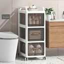 Bathroom Storage with Drawers, 11.8" Wide Slim Cabinet with Wheels