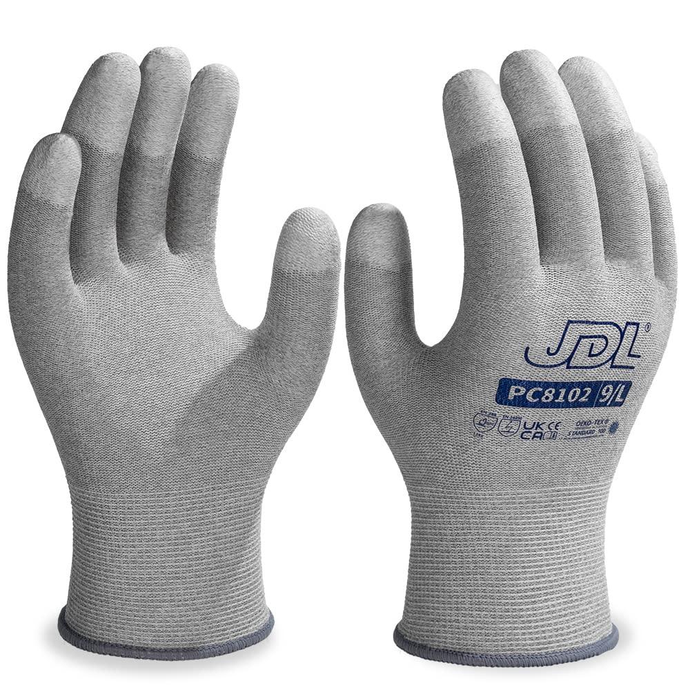 JDL Safety Gloves, Anti-Static ESD Work Gloves, Size M, 6 Pairs