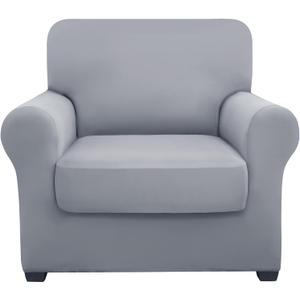 Hyha Couch Covers, Chair/Sofa Covers, Stretch, 2 Pieces, Armchair Slipcover, Separate Couch Cushion Slipcover, Furniture Protector for Dogs (Armchair, Grey) (Small)